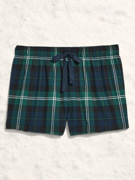 Mid-Rise Plaid Flannel Pajama Pants for Women