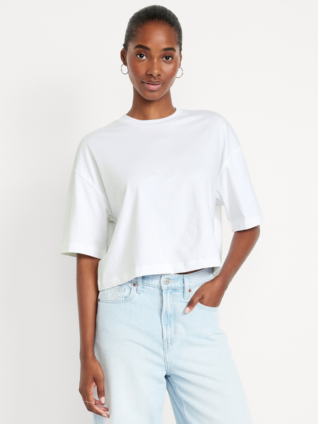 Vintage Crew-Neck Oversized Crop T-Shirt | Old Navy