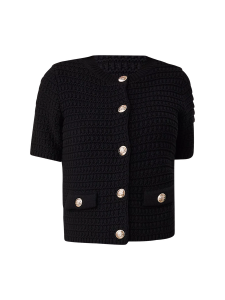 Geo Stitch Short-Sleeve Cardigan