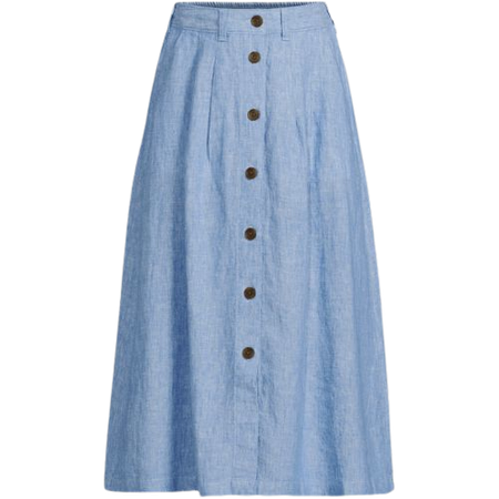 Women's Button Front Linen Midi Skirt