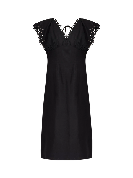 Embroidered V-Neck Midi Dress
