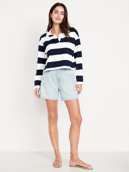 High-Waisted Baggy Jean Shorts -- 5-inch inseam