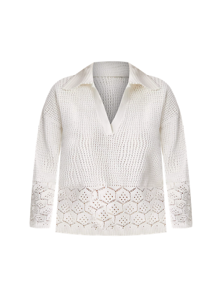 【2plan】Summer Net Collar Knit CROCHET KNIT COLLAR KNIT SWEATER - Pink | ZARA United States