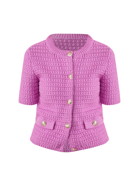 ジャケットその他 IONSEOUL Pleddy Cotton Knit Short Sleeve Cardigan JE1119 Geo Stitch Short-Sleeve Cardigan