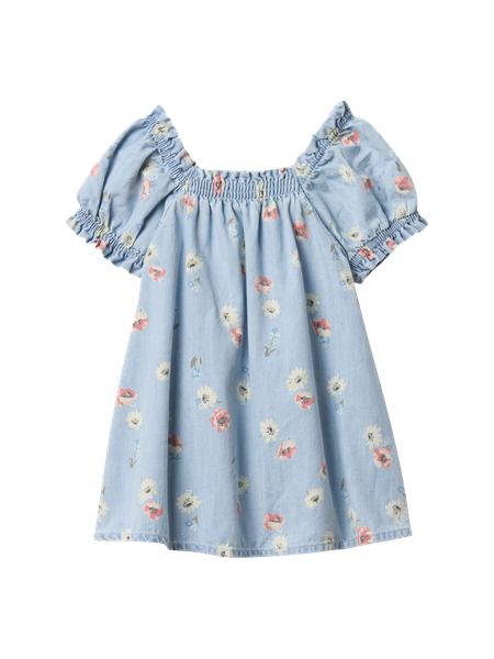 [GAP] レーザープリントフローラル デニム半袖ミニワンピース Gap公式オンラインストア | デニム フローラル ミニワンピース