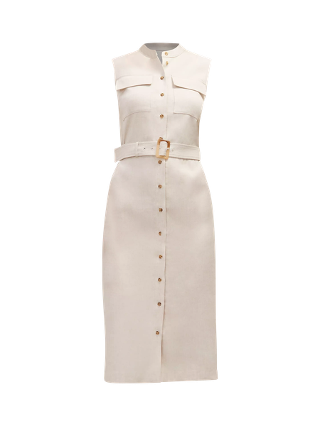 ★関税送料無料 Belted Linen Shirtdress Belted Linen Blend Shirtdress