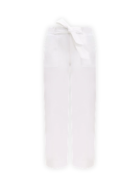 ★★ ★★ Here White Cotton Utility Straight Pant ST. AGNI Utility belted cotton-blend wide-leg pants | NET-A