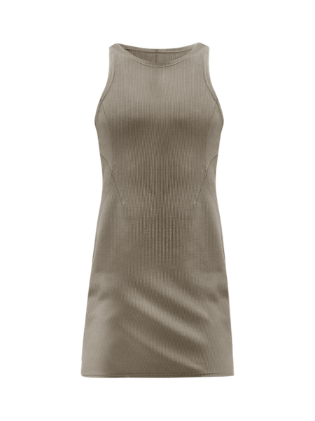 Lululemon Women's Ribbed Softstreme Slim-Fit Tank Dress Size 12 BONE ivory