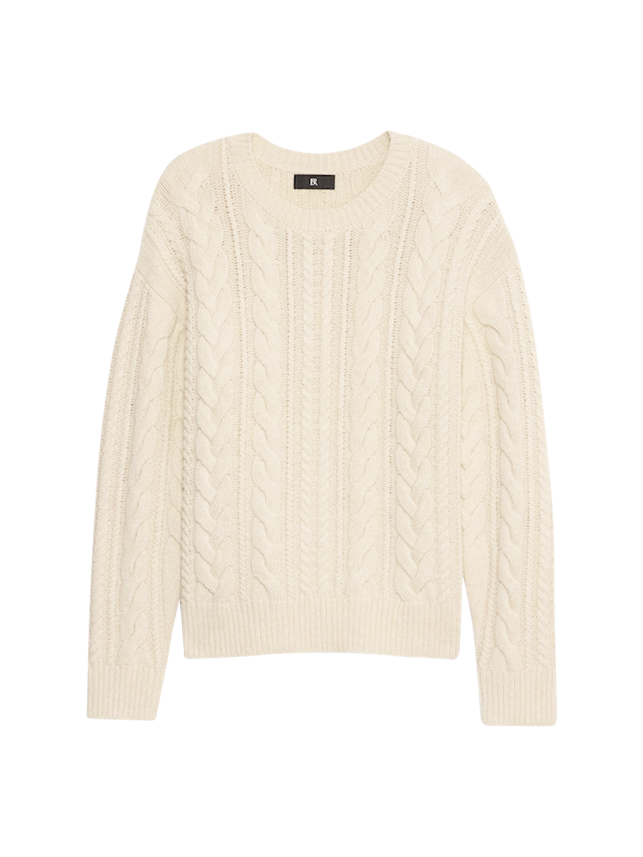 80s BANANA REPUBLIC リネン/コットン ケーブルニット グレー 80s BANANA REPUBLIC リネン/コットン ケーブルニット グレー メンズ