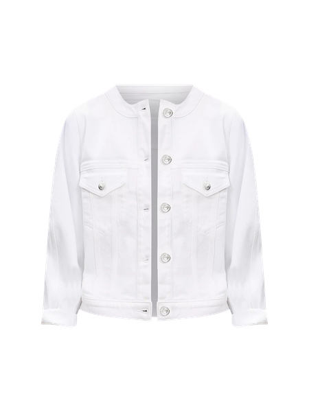 Balloon Sleeve Denim Jacket in White