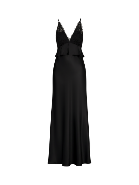 Lace + Satin Peplum Maxi Dress