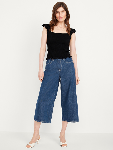 Fitted Double-Layer Elbow-Sleeve Scoop-Neck Top