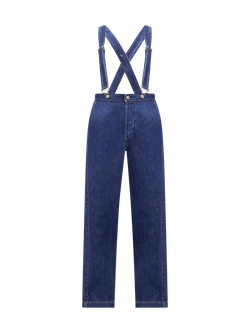 Wide-Leg Suspender Jeans With Washwell 