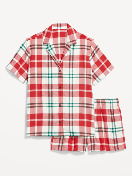 Plaid Flannel Pajama Short Set for Women