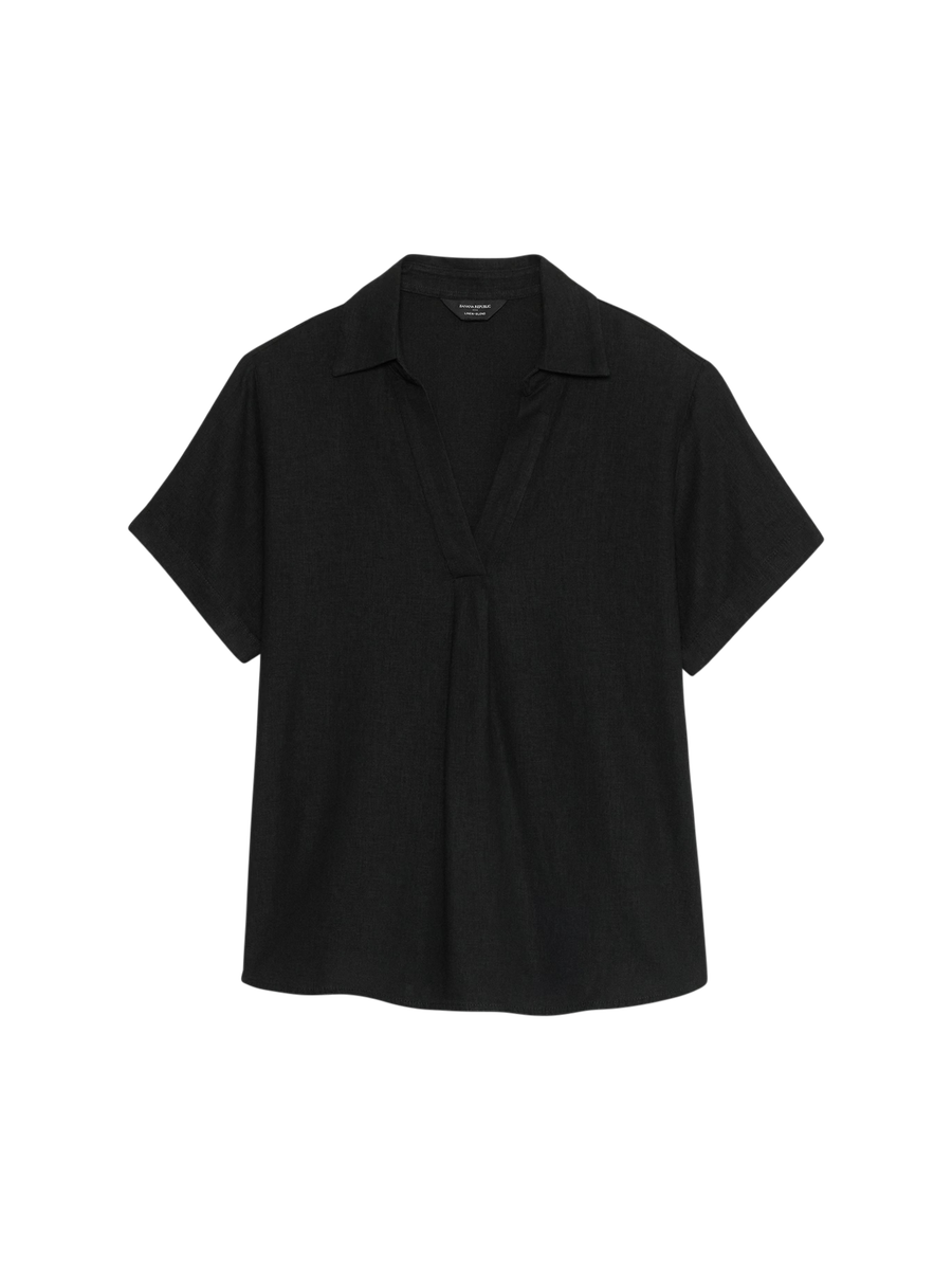Wide-Leg Linen-Blend Cropped Pull-On Pant