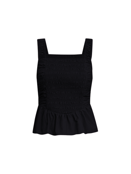 Poplin Smocked Peplum Tank Top