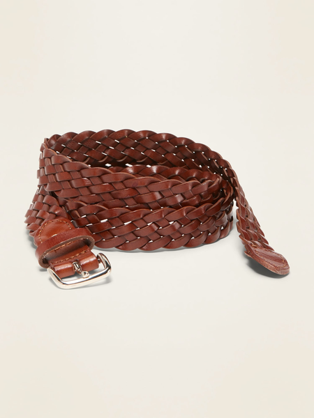 Braided Faux-Leather Belt For Women (1")