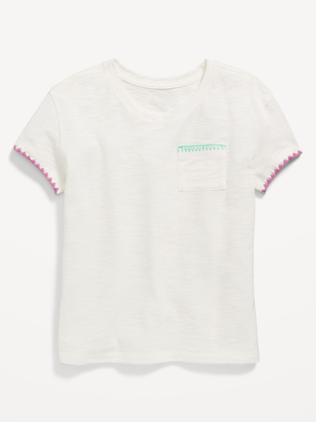 Softest Stitch-Trim Pocket T-Shirt for Girls