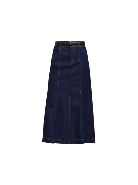 mokaTreat Ürself Treat denim skirt Denim and Tulle Asymmetric Ruffle Skirt of The Women, Button