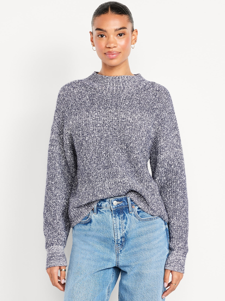 SoSoft Cropped Mock-Neck Cable Sweater