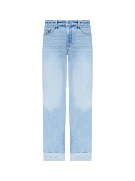 Flip Cuff High Rise Wide Leg Jeans in Light Wash