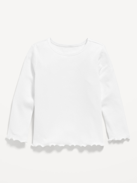 Fitted Long-Sleeve Ribbed T-Shirt for Toddler Girls