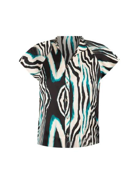 Flutter-Sleeve Satin Shirt