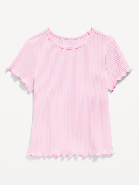 Short-Sleeve Lettuce-Edge T-Shirt for Toddler Girls