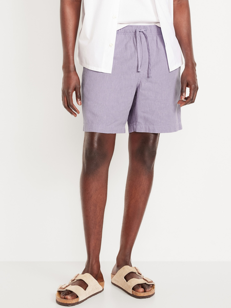 Linen-Blend Jogger Shorts -- 7-inch inseam