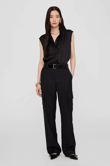 ANINE BING Mini Signature Link Belt - Black