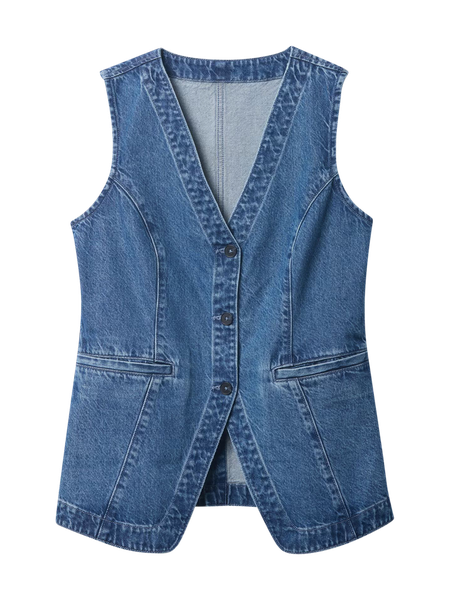 ロンハーマン　デニム　ベスト ViSE CLOTHiNG / 24_Cross Denim Vest 4th 〔Blue〕