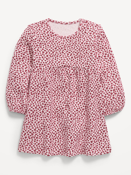 Long-Sleeve Shiny Ribbed Dress for Toddler Girls