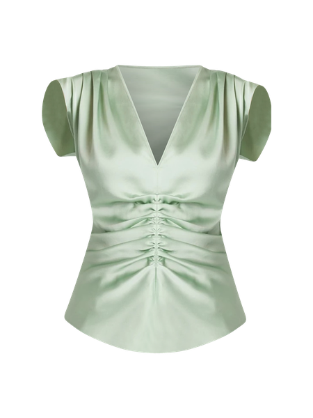 Ruched Front Flutter Sleeve Shell Top