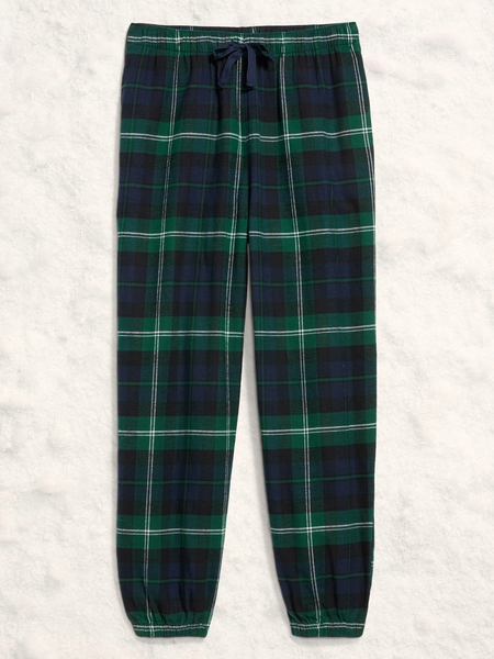 Mid-Rise Plaid Flannel Pajama Pants for Women