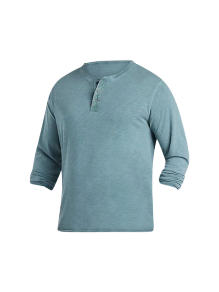 TBPR HENLEY NECK T-SHIRT 新品 NJNJGO Mens Long Sleeve Henley Shirts Solid Basic V-Neck T