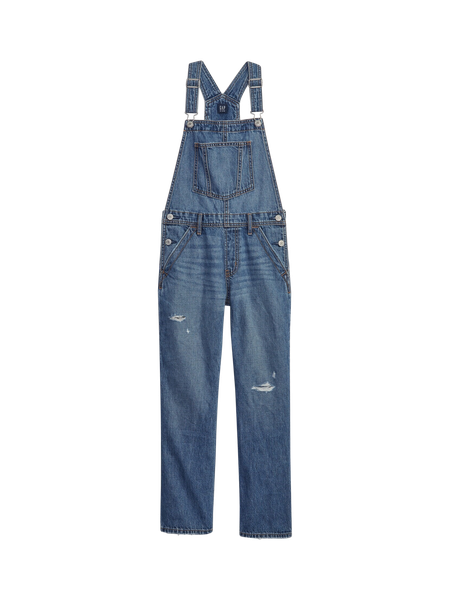 デニムサロペット リラックスフィット レオパードポケット