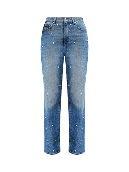 Pearlized High Rise Straight Jeans in Authentic Vintage Mid Wash