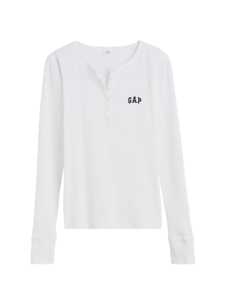 Gap公式オンラインストア | リブ GAPロゴ ヘンリーネックTシャツ