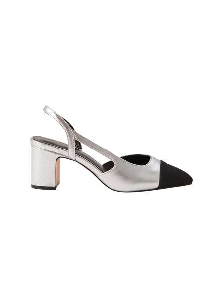 Cap Toe Slingback Metallic Pump