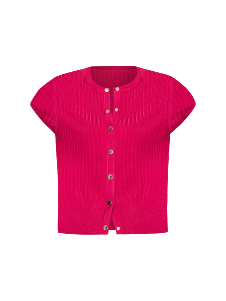 Cap Sleeve Space-Dyed Cardigan Sweater