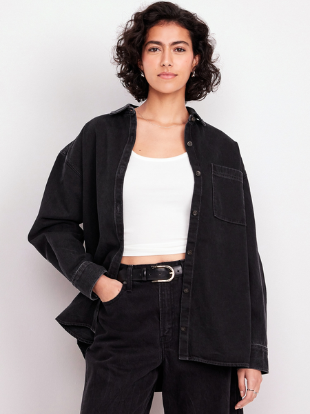 Boyfriend Button-Down Jean Tunic