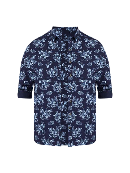 OHGA シャツ Big + Tall | Harbor Bay Easy-Care Floral Print Sport Shirt | DXL