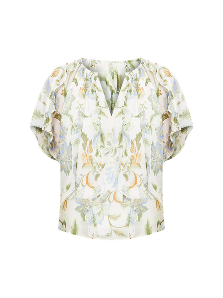 売れ筋商品|||デモクラシー カットソー トップス レディース Petite Flutter-Sleeve Split-Neck Top Off White デモクラシー レディース カットソー トップス Petite Flutter