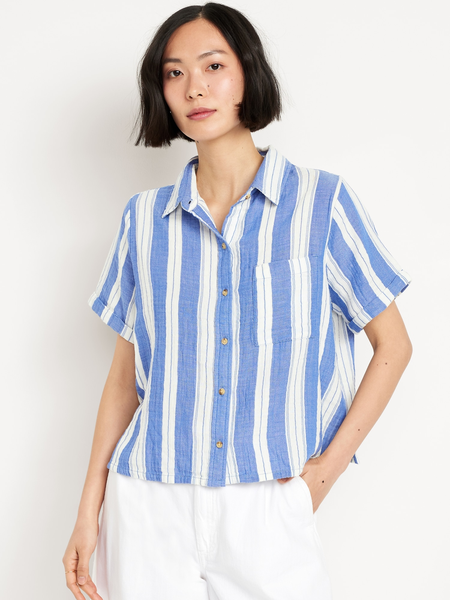 High-Waisted Linen-Blend Straight Ankle Pants