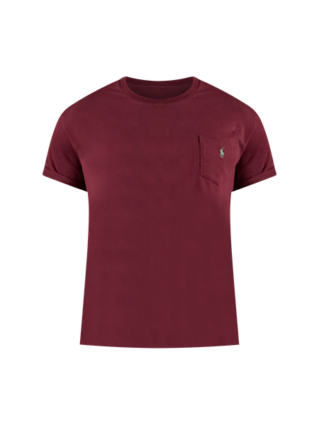 Tシャツ・カットソー Polo Ralph Lauren Wine Red Cotton T-Shirt Classic-Fit Polo RL Men's Classic Fit Crew Neck Pony T-Shirt (Classic