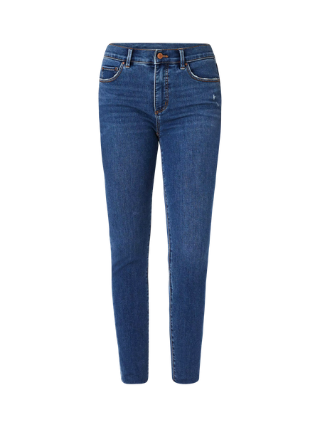 Petite Curvy Sculpting Pocket Mid Rise Skinny Jeans in Mid Stone Wash