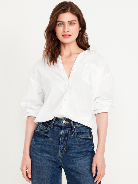 Loose Button-Down Linen-Blend Shirt