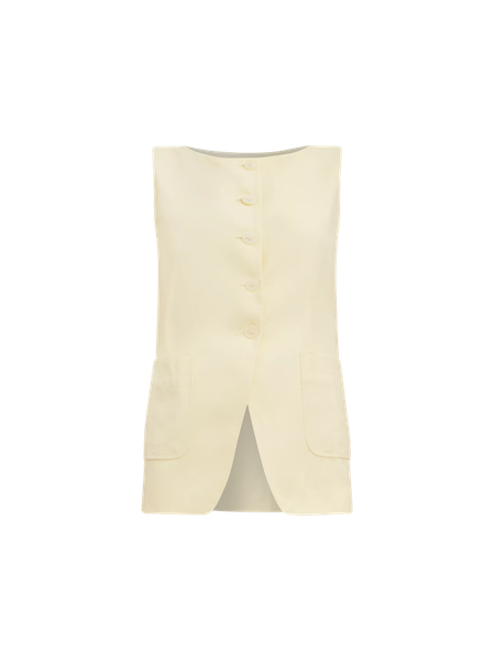 Linen Blend Long Vest