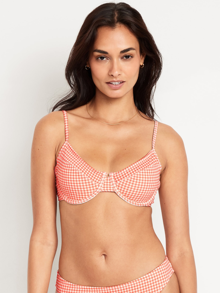 Mid-Rise Textured Bikini Swim Bottoms