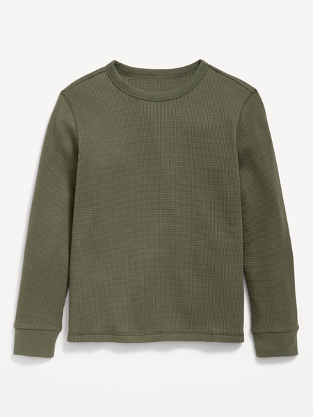Long-Sleeve Waffle-Knit T-Shirt for Boys